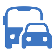 Transport clipart Blue clipart bus behind car